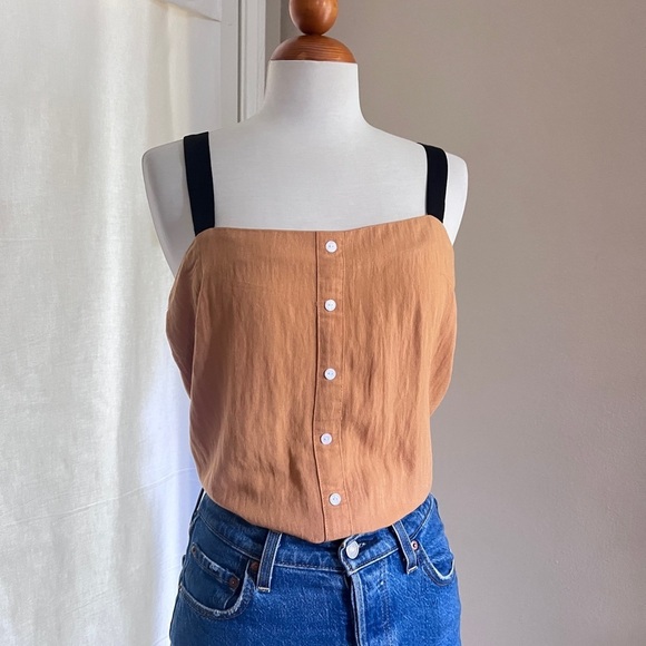 Lumiere Ochre Black Strap Button Front Top - Picture 2 of 3